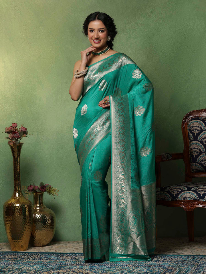 Green Woven Design Art Silk Saree