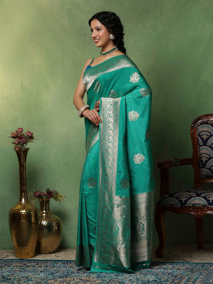 Green Woven Design Art Silk Saree