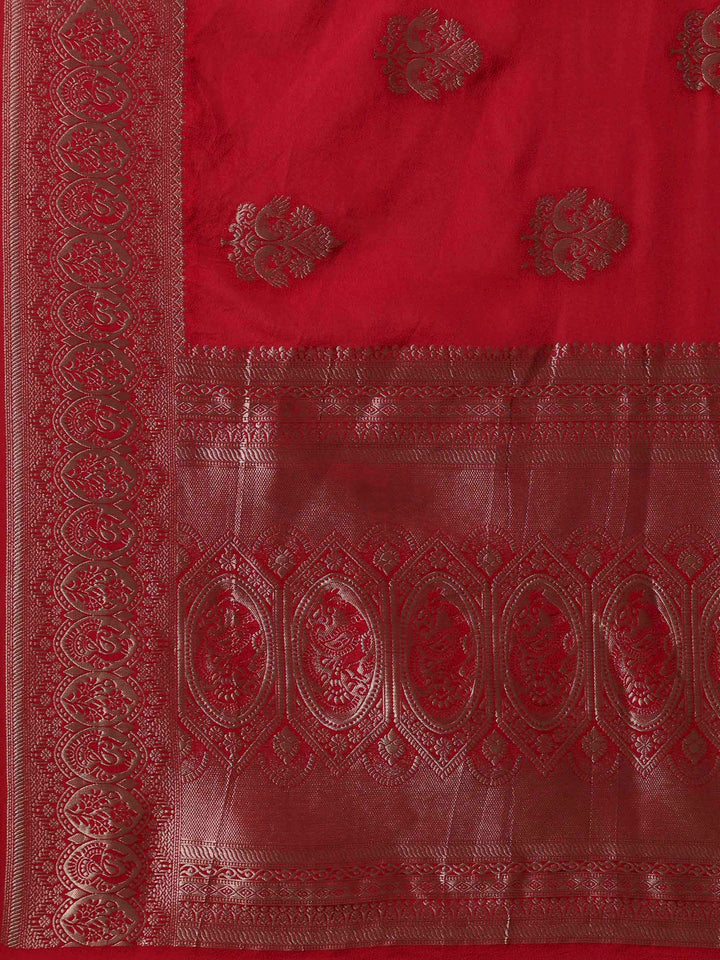 Hot Pink Woven Design Art Silk Saree