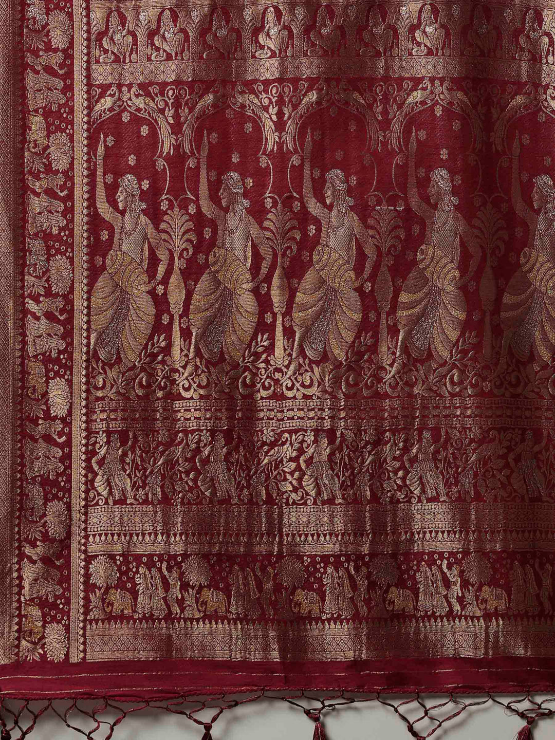 Maroon Woven Design Art Silk Saree