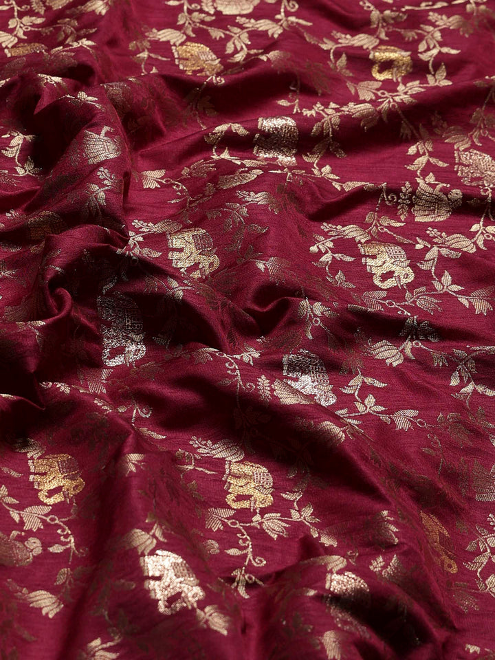 Maroon Woven Design Art Silk Saree