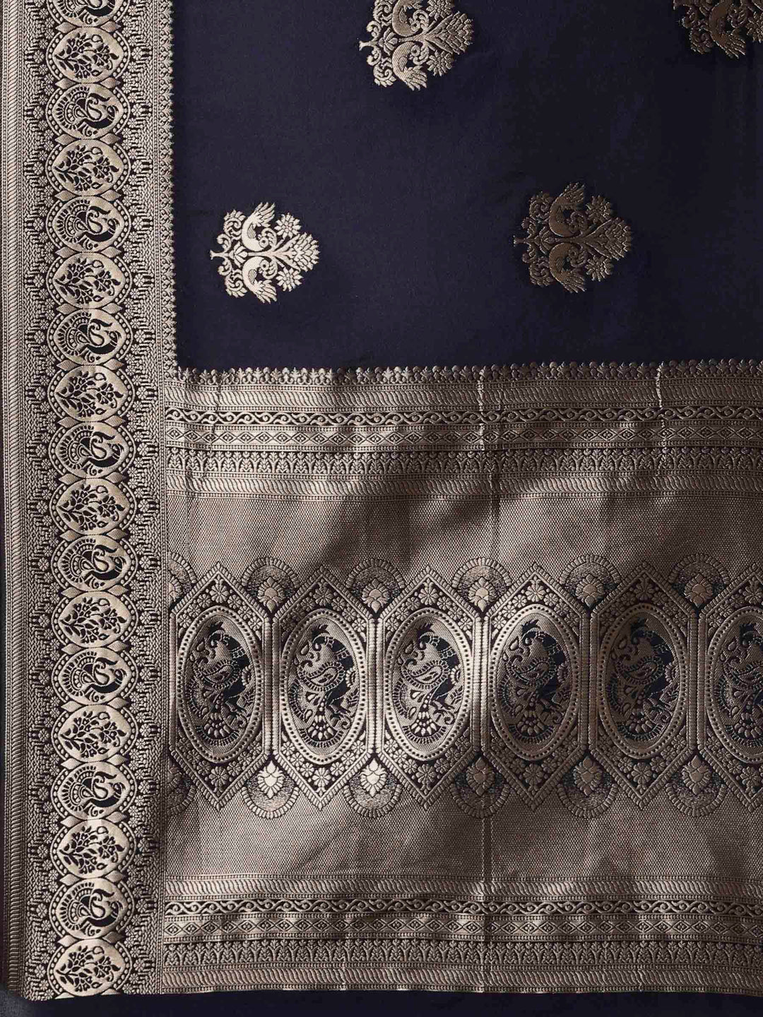 Navy Blue Woven Design Art Silk Saree