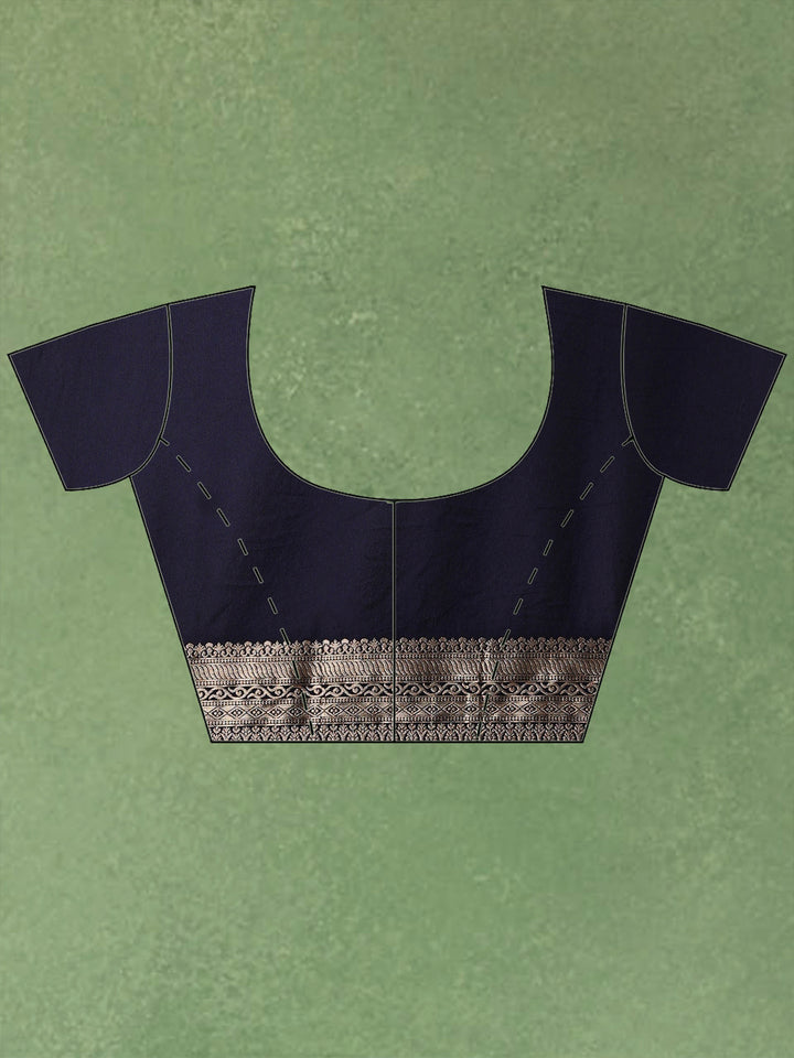 Navy Blue Woven Design Art Silk Saree