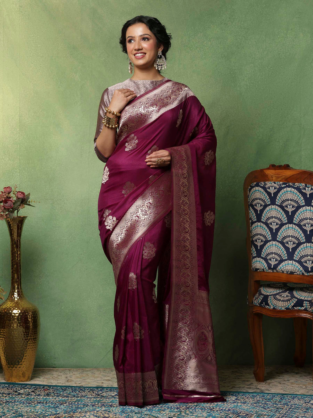 Purple Woven Design Art Silk Saree