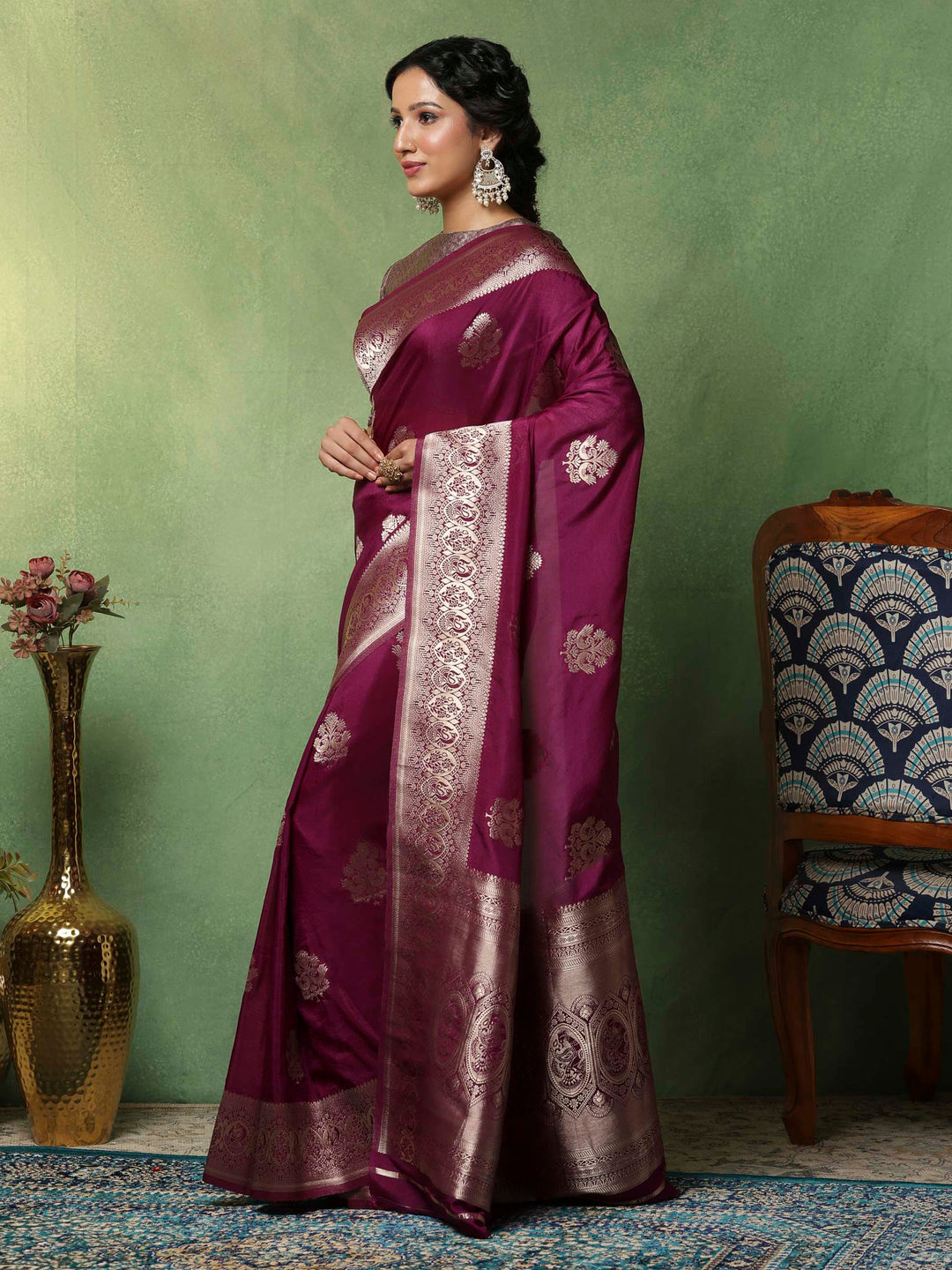 Purple Woven Design Art Silk Saree
