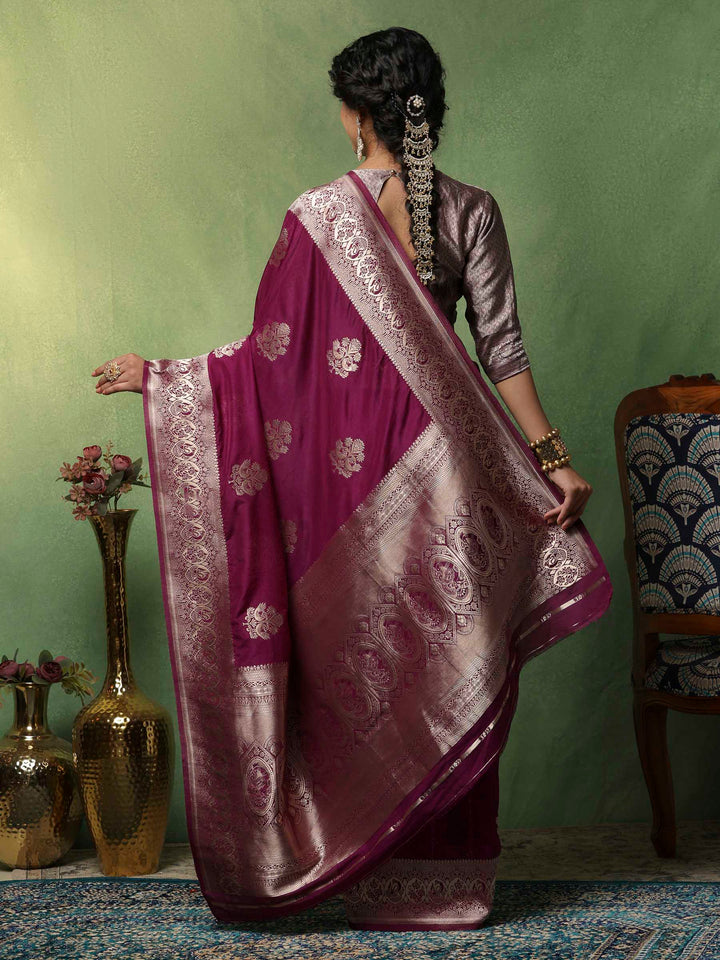 Purple Woven Design Art Silk Saree