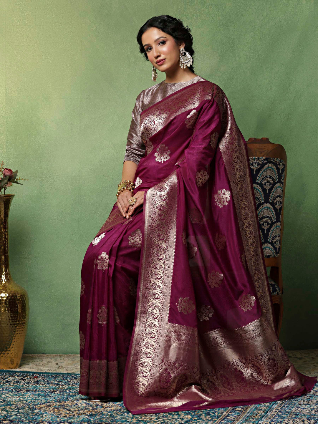 Purple Woven Design Art Silk Saree