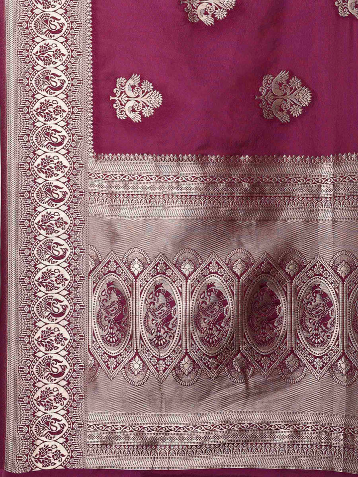 Purple Woven Design Art Silk Saree