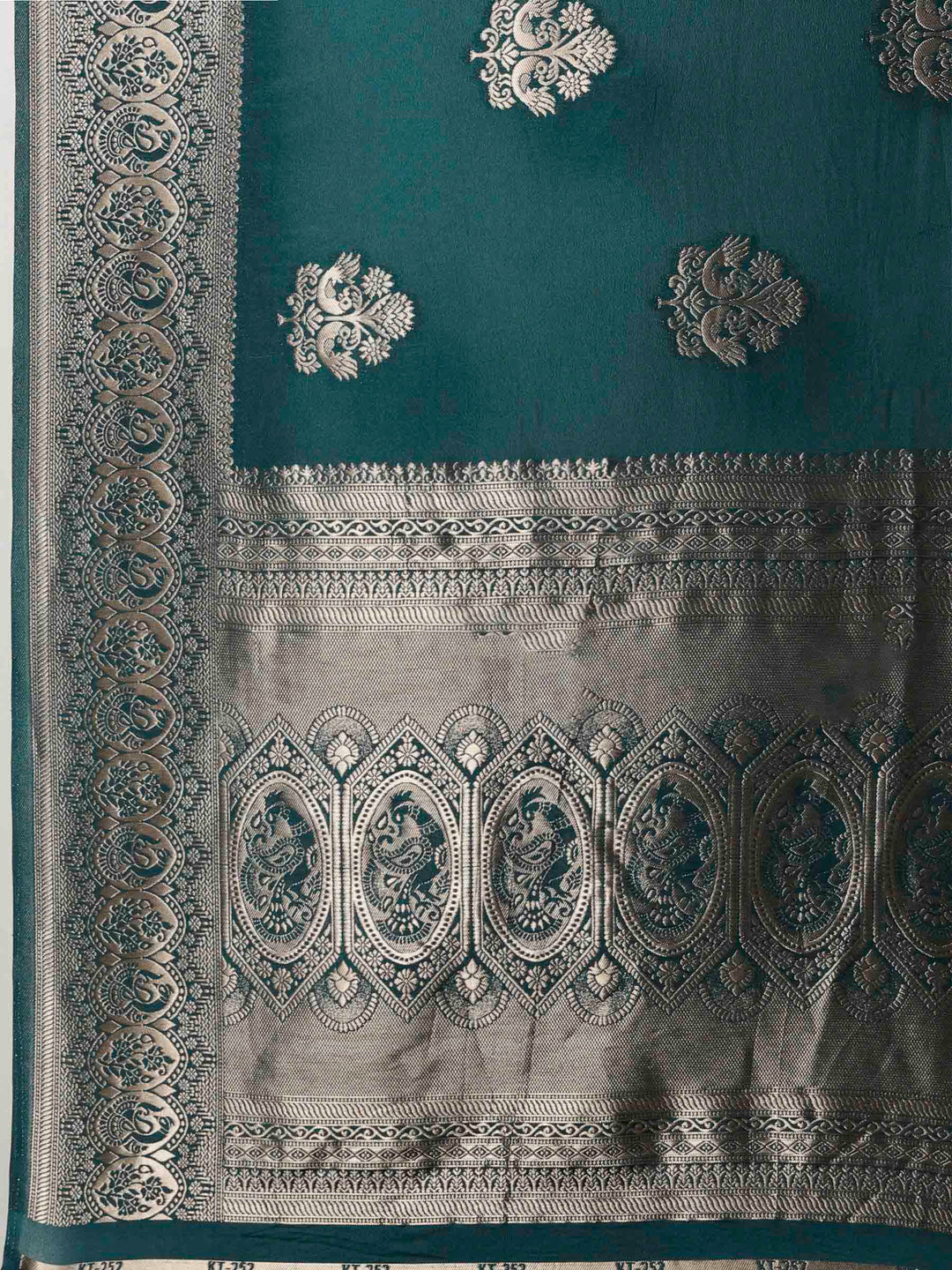 Teal Blue Woven Design Art Silk Saree