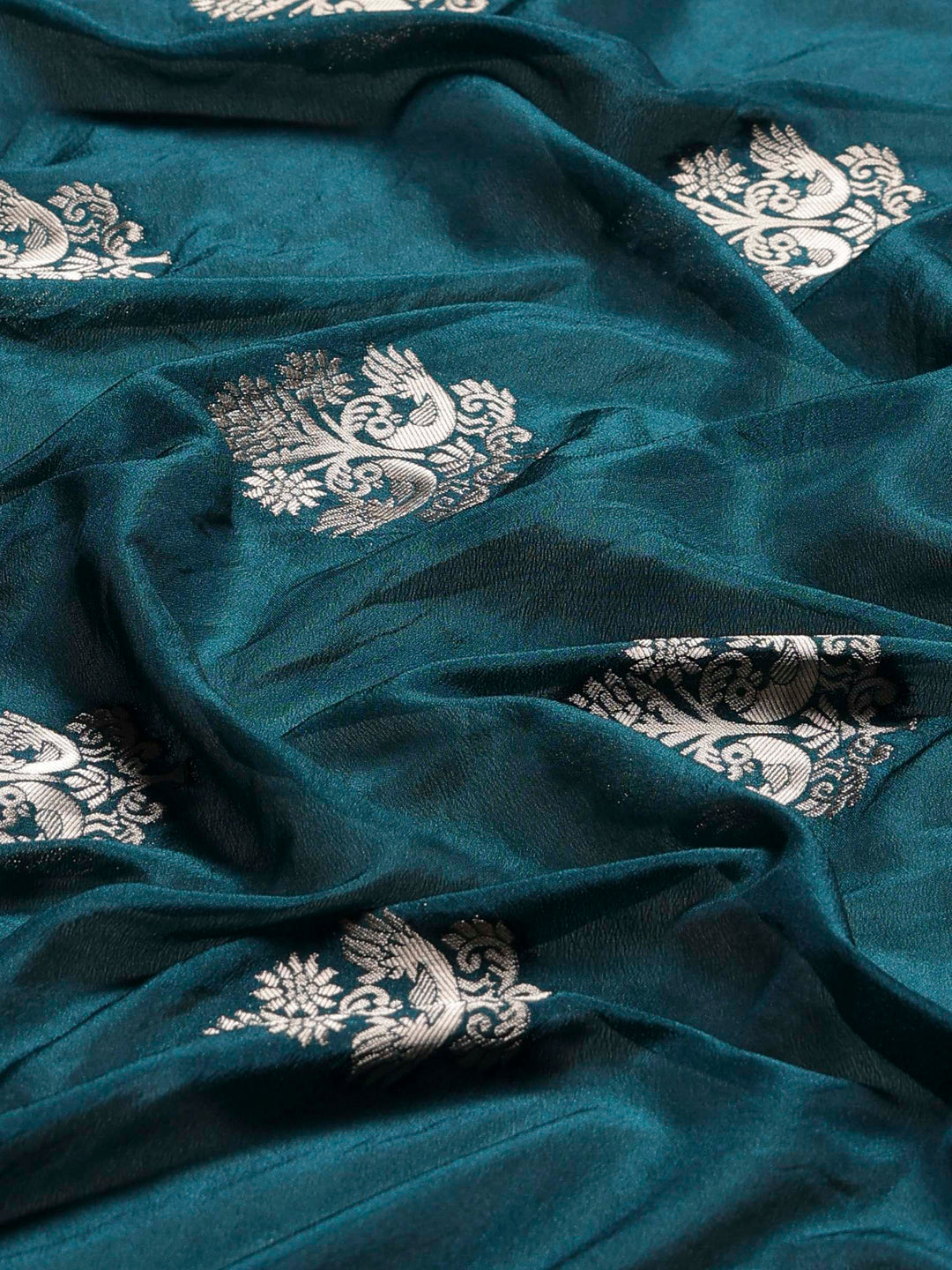 Teal Blue Woven Design Art Silk Saree