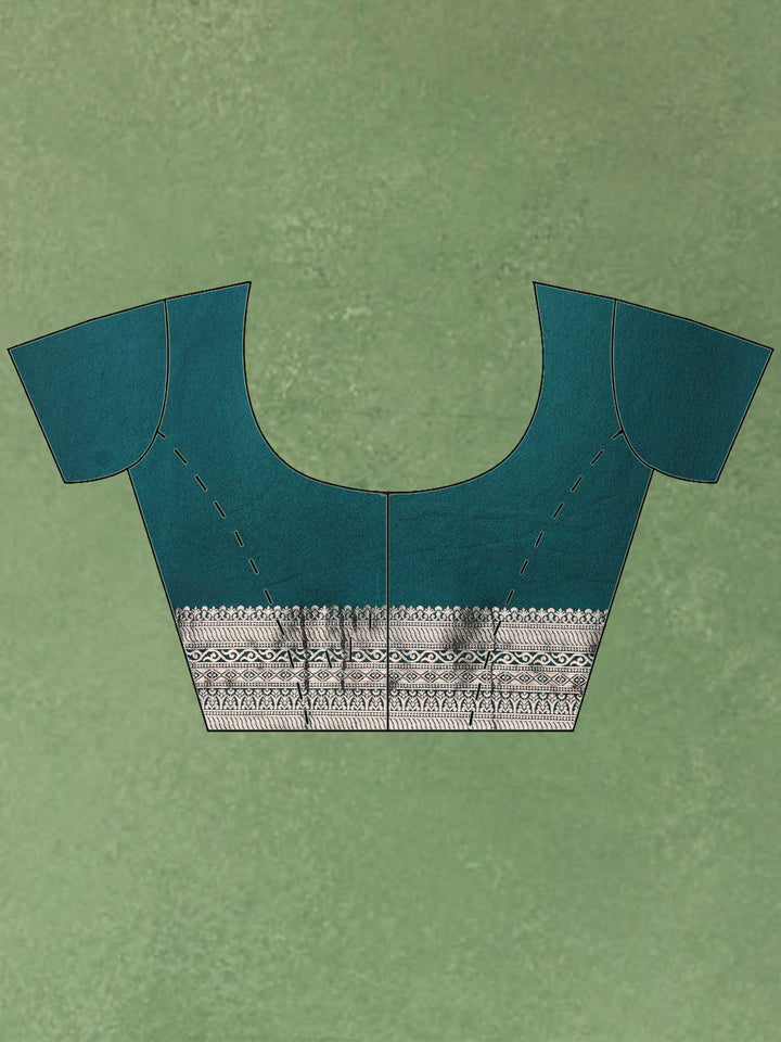 Teal Blue Woven Design Art Silk Saree