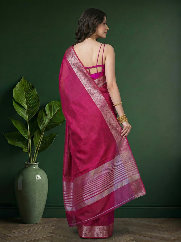 Wine Zari Work Art Silk Saree