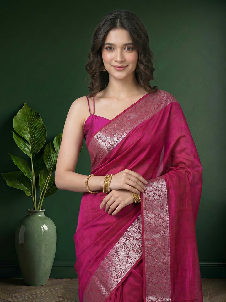 Wine Zari Work Art Silk Saree
