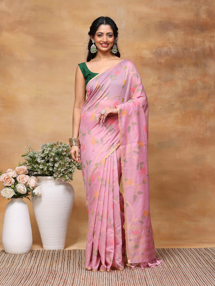 Mauve Zari Jaal Tusaar Saree