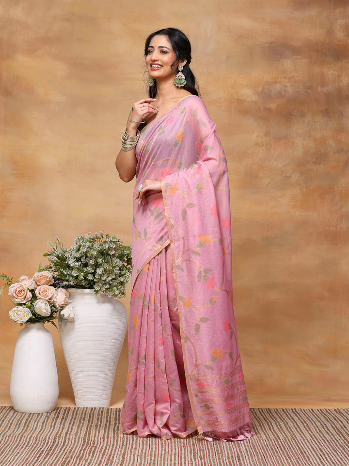 Mauve Zari Jaal Tusaar Saree