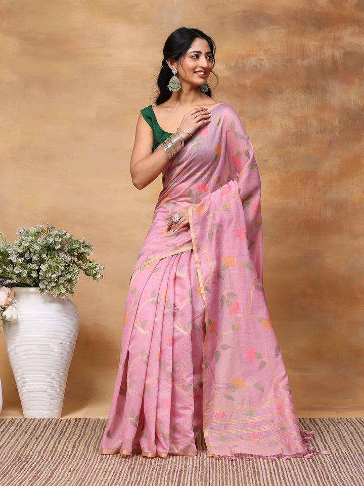 Mauve Zari Jaal Tusaar Saree