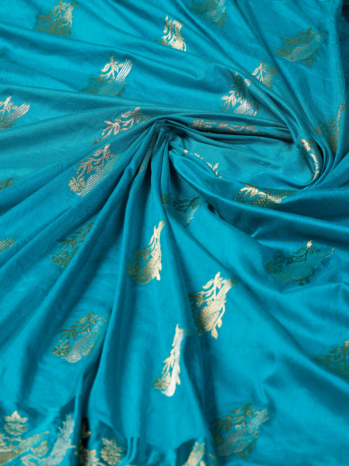 Lake Blue Woven Design Art Silk Saree