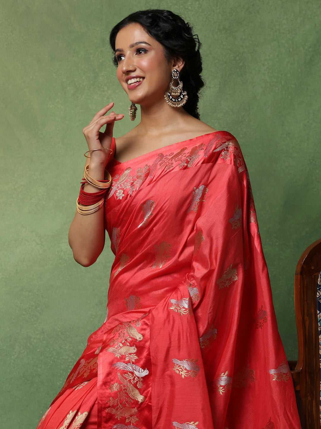 Pink Woven Design Art Silk Saree