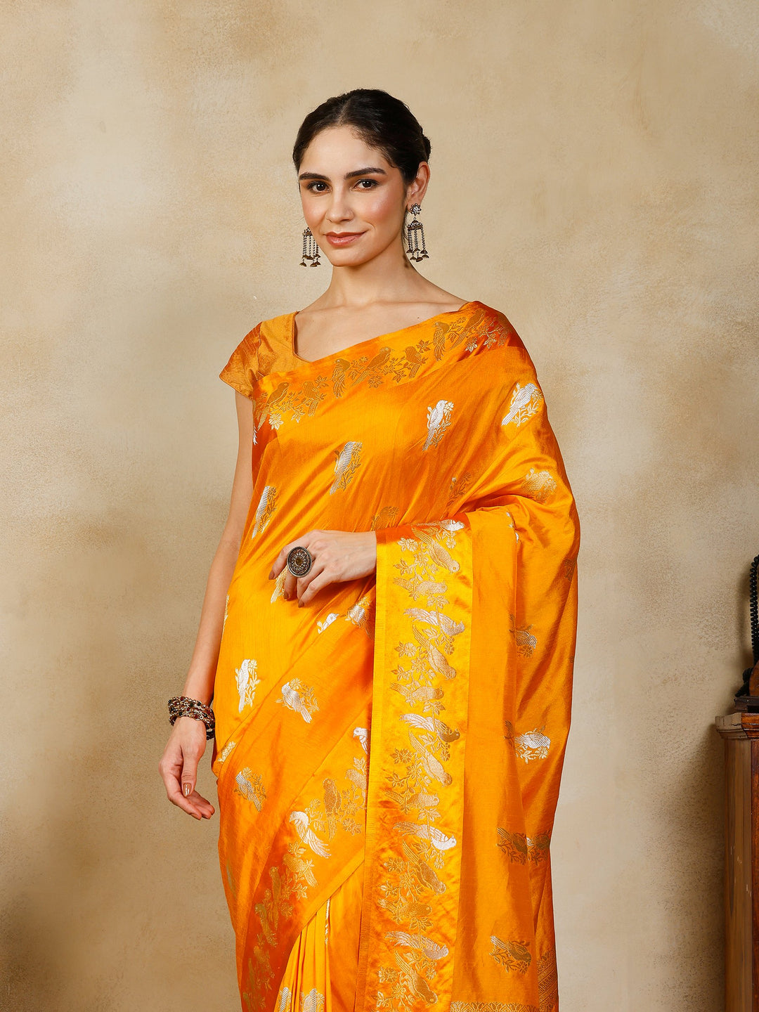 Yellow Woven Design Art Silk Saree