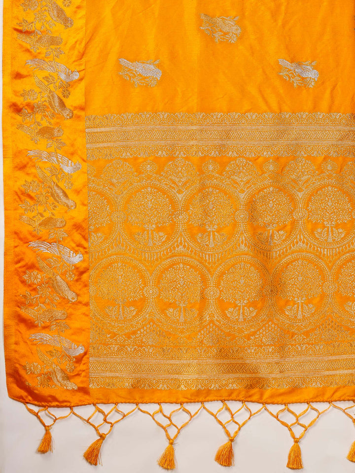 Yellow Woven Design Art Silk Saree