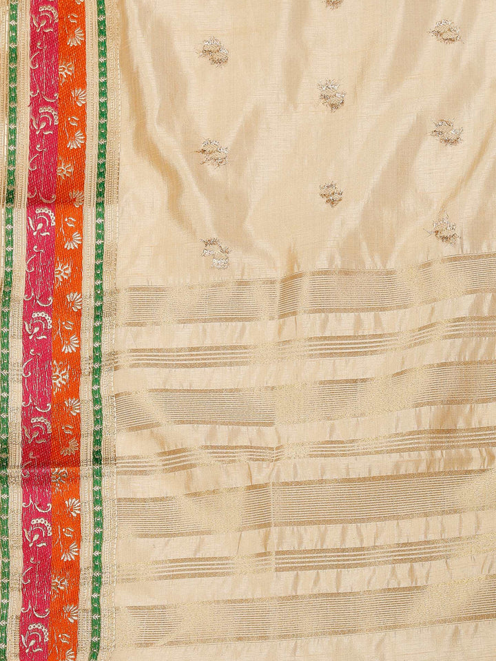 Beige Woven Design Art Silk Saree
