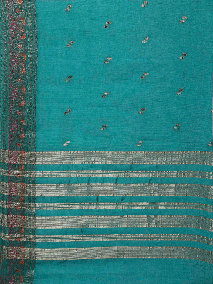 Lake Blue Woven Design Art Silk Saree