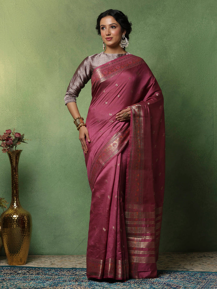 Lavender Woven Design Art Silk Saree