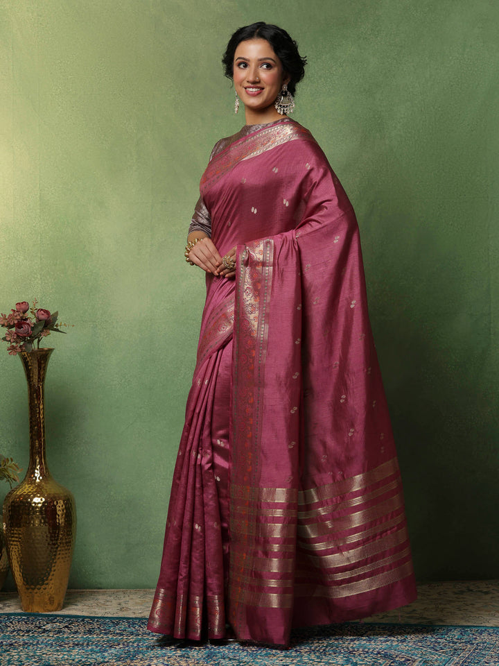 Lavender Woven Design Art Silk Saree