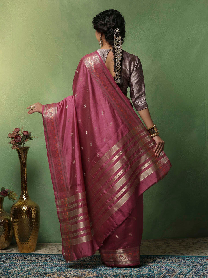 Lavender Woven Design Art Silk Saree
