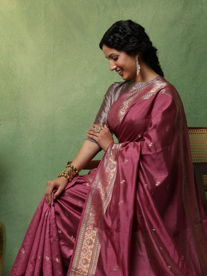 Lavender Woven Design Art Silk Saree