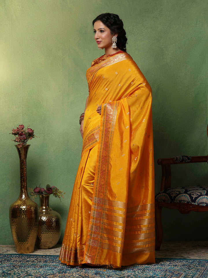 Mustard Woven Design Art Silk Saree