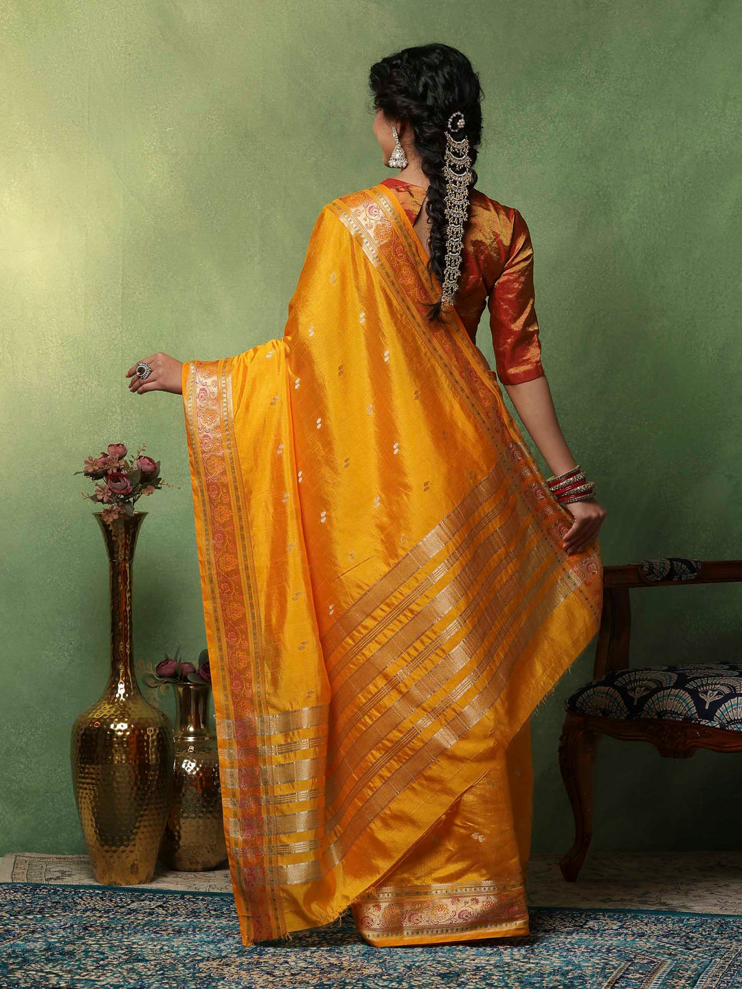 Mustard Woven Design Art Silk Saree