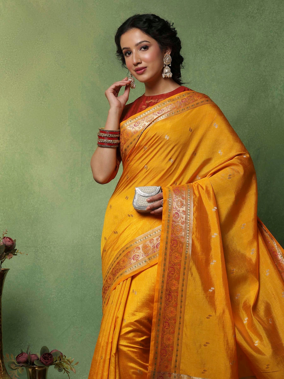 Mustard Woven Design Art Silk Saree