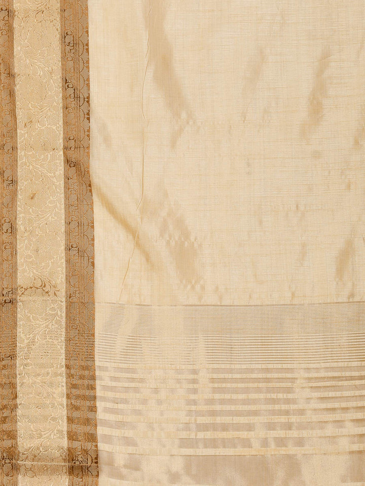 Beige Woven Design Art Silk Saree