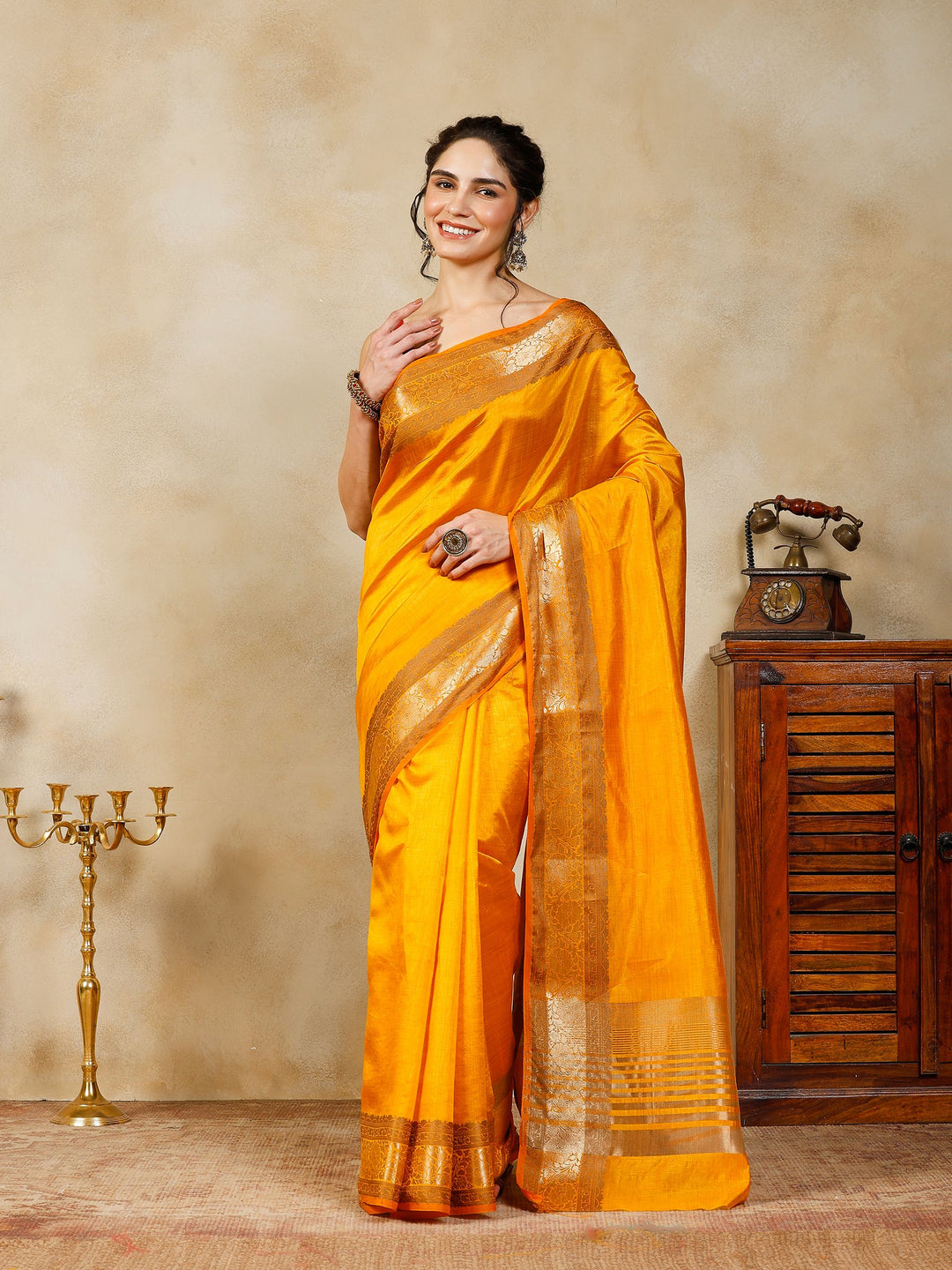 Mustard Woven Design Art Silk Saree