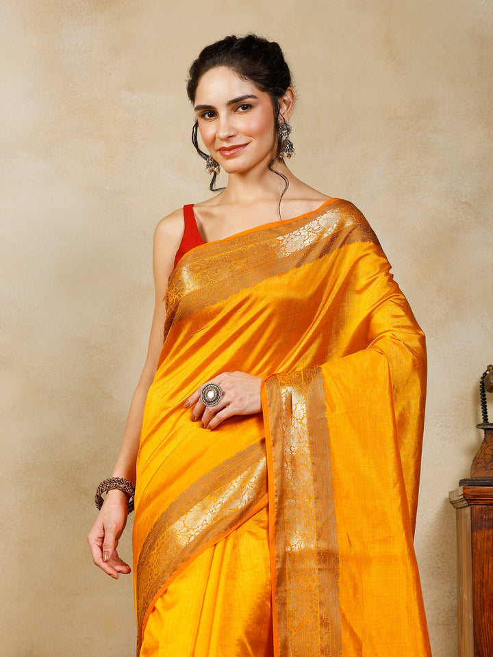 Mustard Woven Design Art Silk Saree
