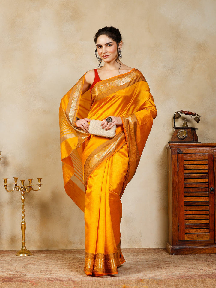 Mustard Woven Design Art Silk Saree