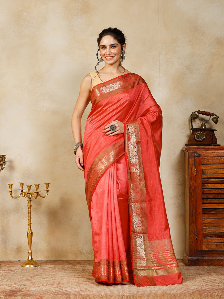 Pink Woven Design Art Silk Saree