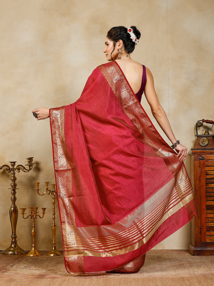 Wine Woven Design Art Silk Saree