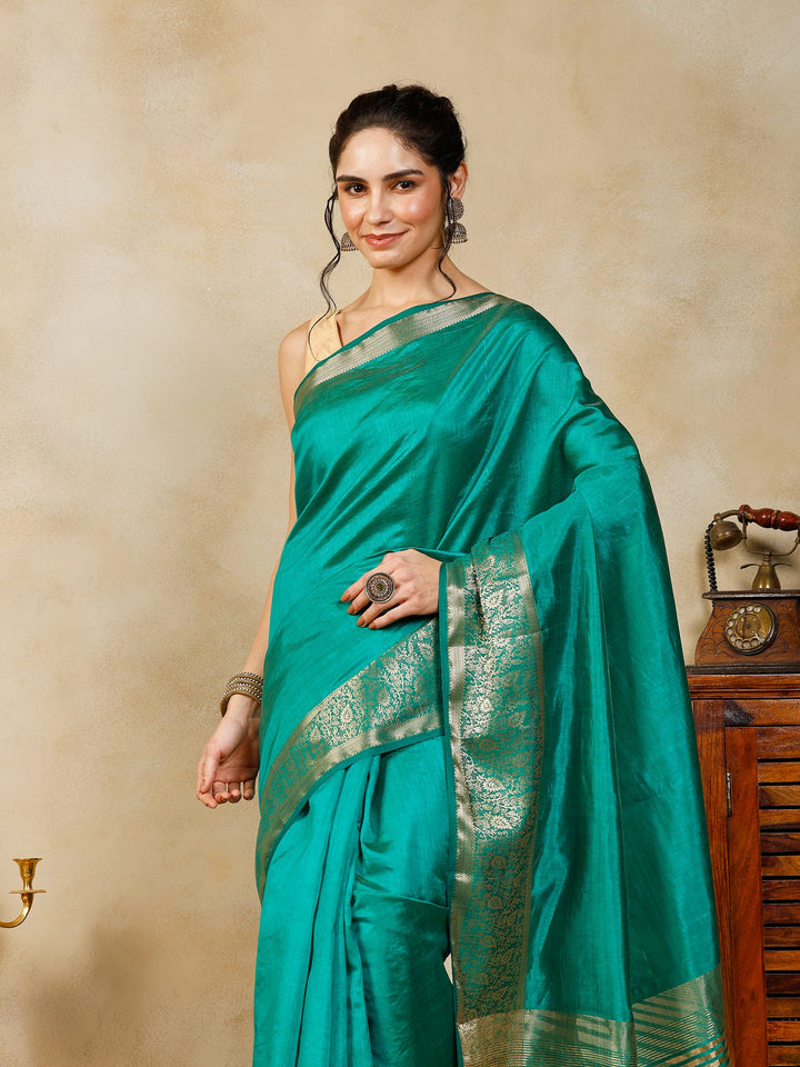 Green Woven Design Art Silk Saree