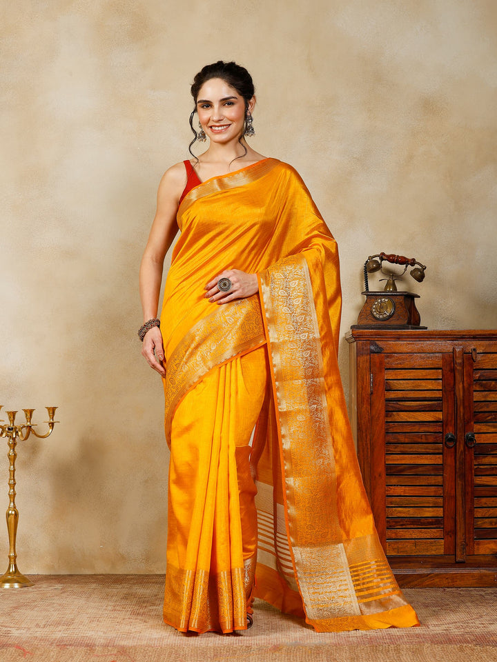 Mustard Woven Design Art Silk Saree