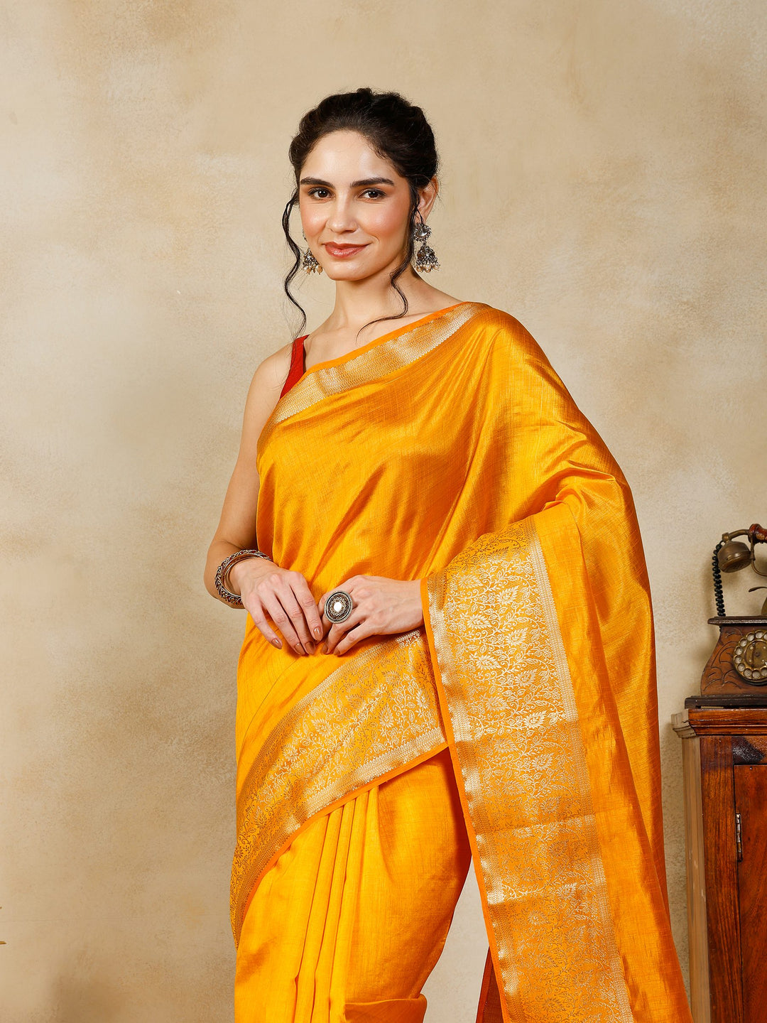 Mustard Woven Design Art Silk Saree