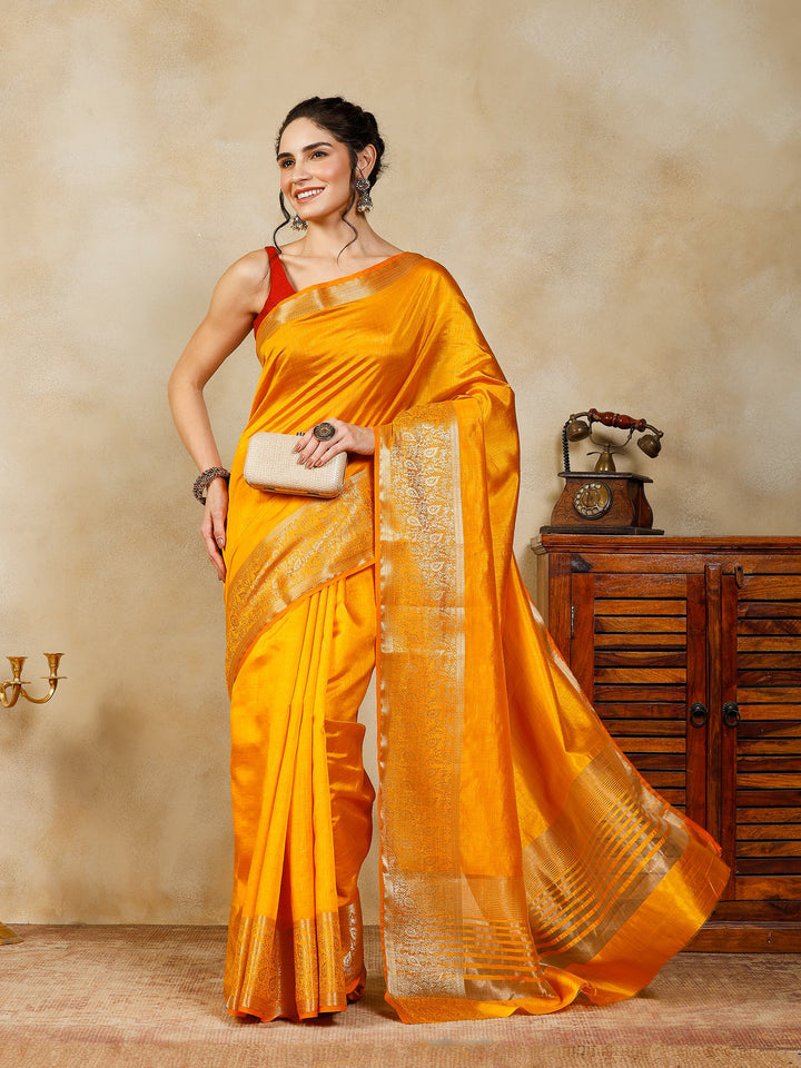 Mustard Woven Design Art Silk Saree