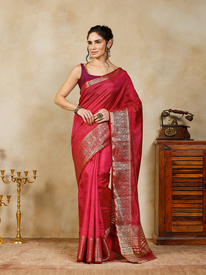 Wine Woven Design Art Silk Saree