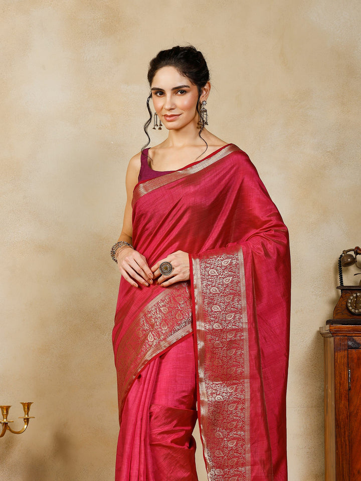 Wine Woven Design Art Silk Saree