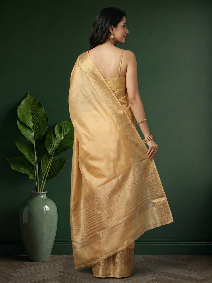 Beige Woven Design Art Silk Saree