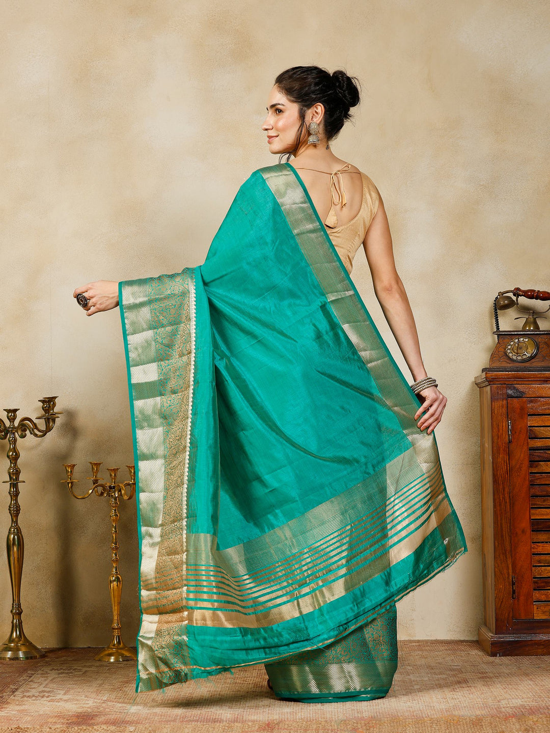 Green Woven Design Art Silk Saree