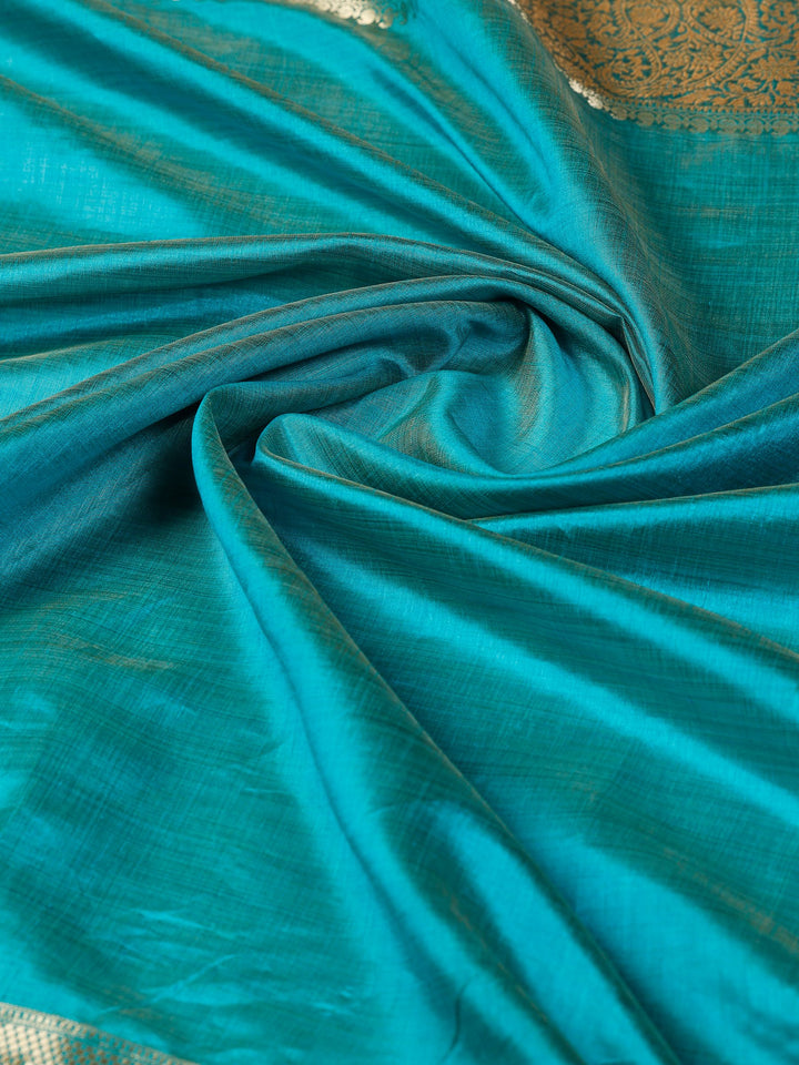 Lake Blue Woven Design Art Silk Saree