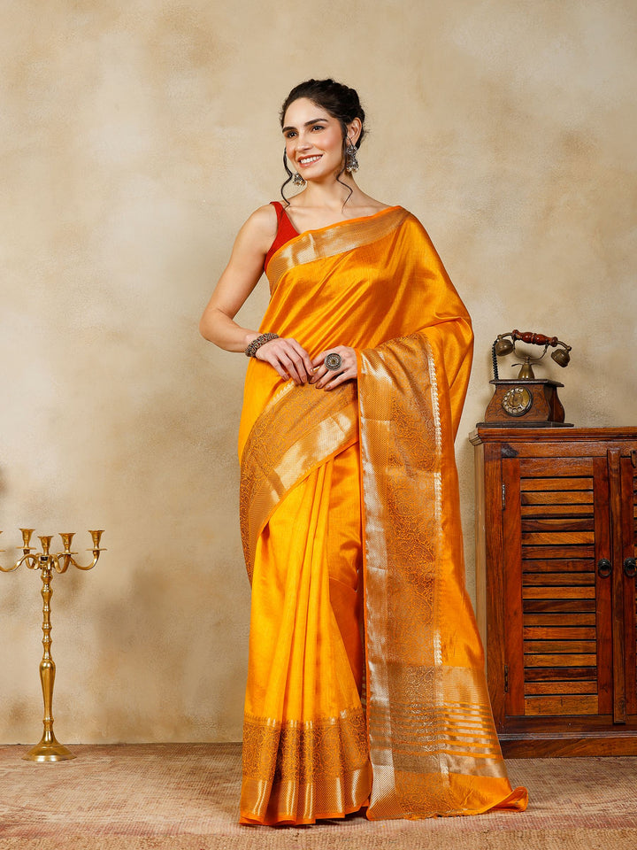 Mustard Woven Design Art Silk Saree