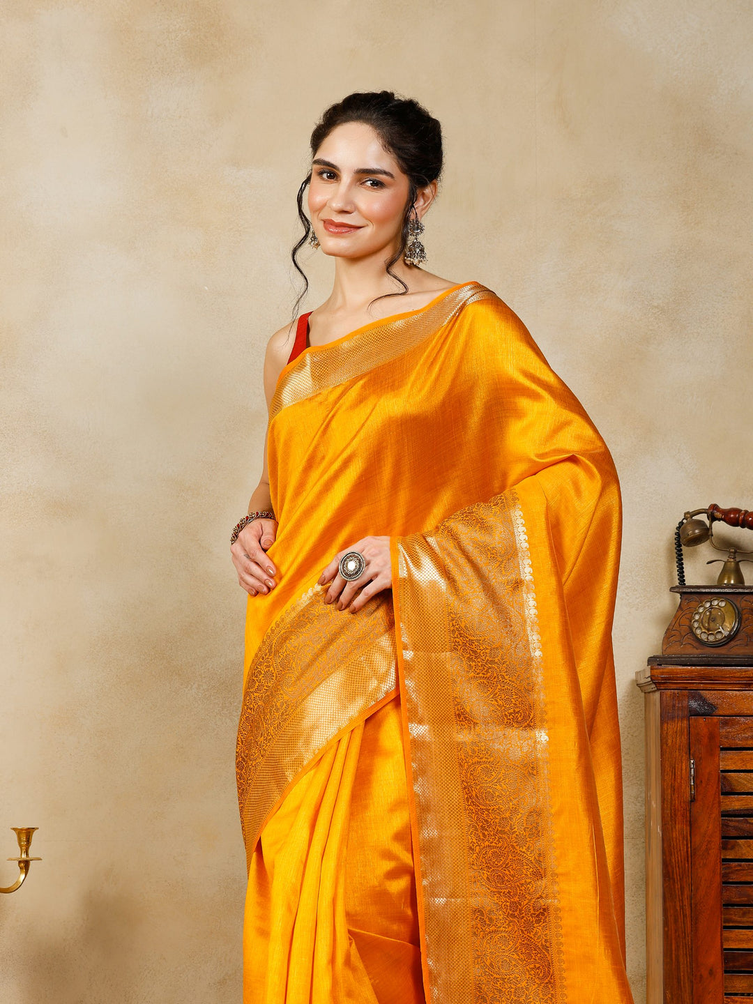 Mustard Woven Design Art Silk Saree